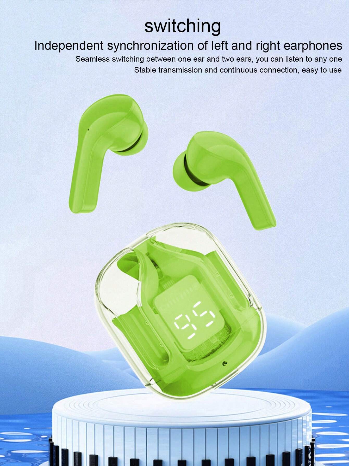 Air31 Wireless Crystal Transparent Earbuds ENC Type-C Digital Display