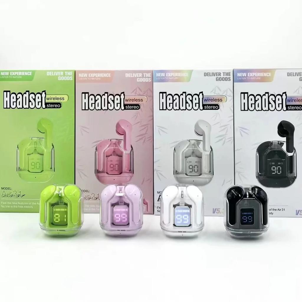 Air31 Wireless Crystal Transparent Earbuds ENC Type-C Digital Display