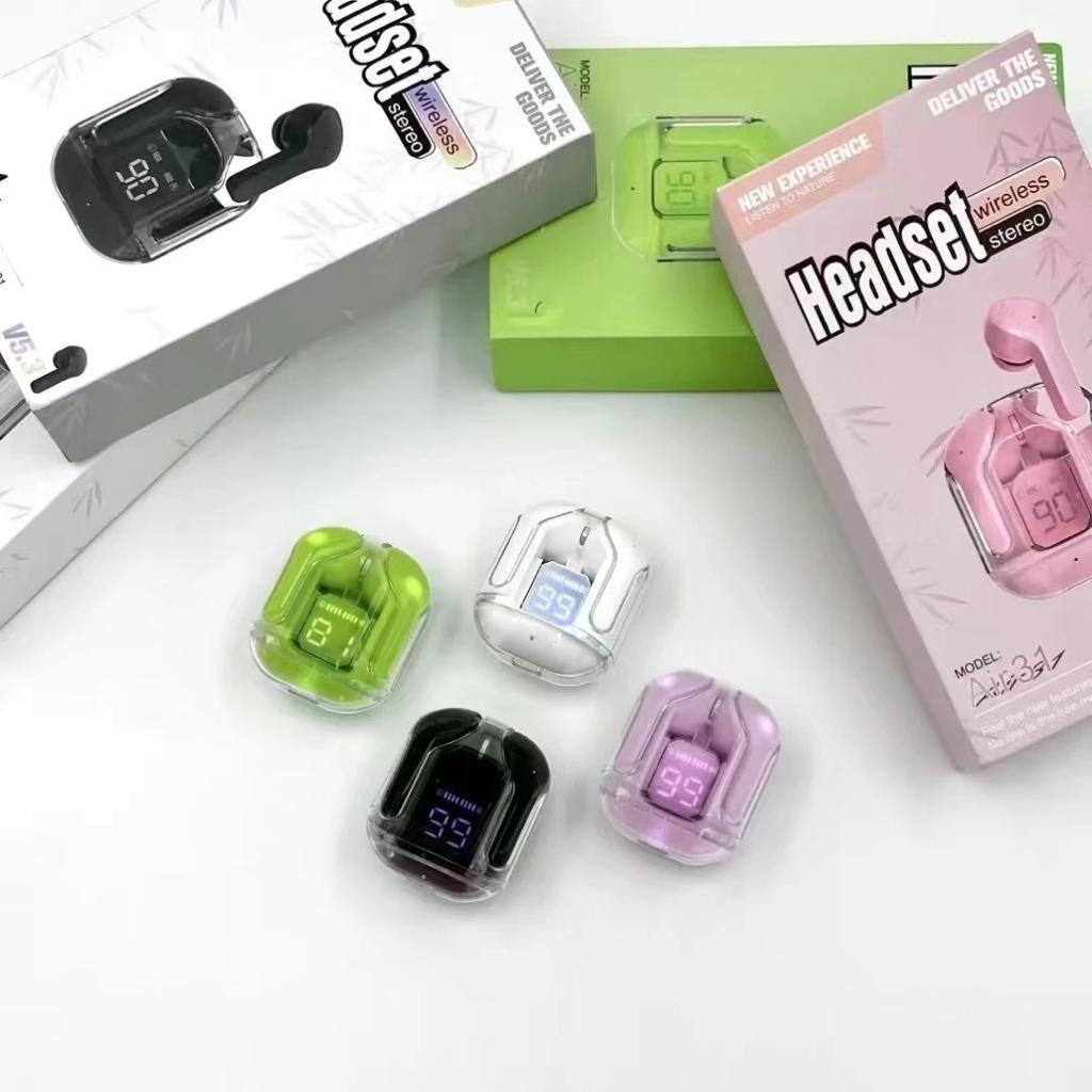 Air31 Wireless Crystal Transparent Earbuds ENC Type-C Digital Display