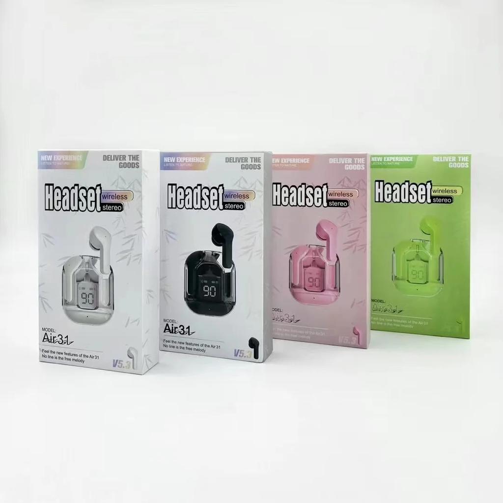 Air31 Wireless Crystal Transparent Earbuds ENC Type-C Digital Display