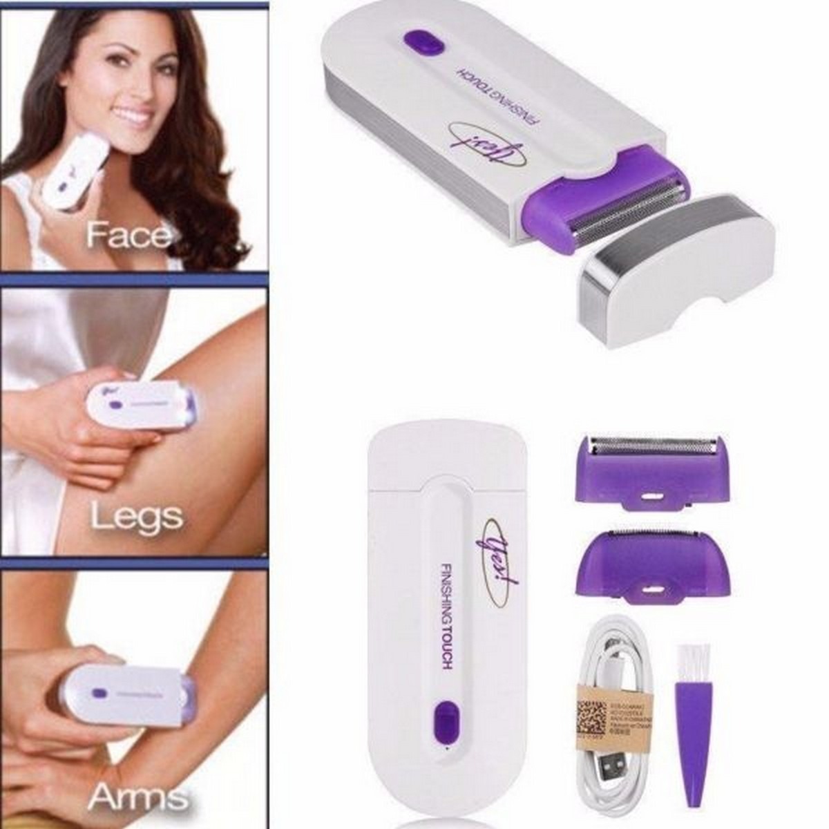 Finishing Touch Yes Hair Remover – Rechargeable Painless Facial & Body Hair Removal Device for Women