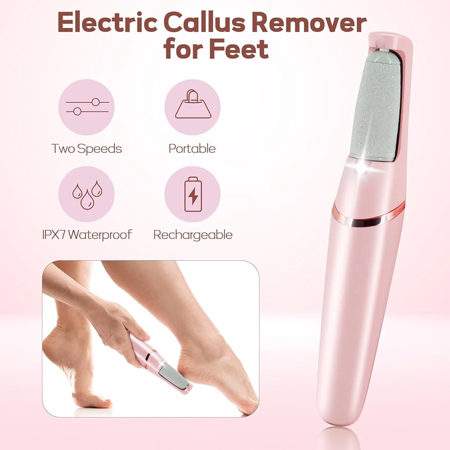 WEIMEI Electronic Pedicure Tool – Rechargeable Electric Foot File Callus Remover with Dual Speed & 2 Roller Heads