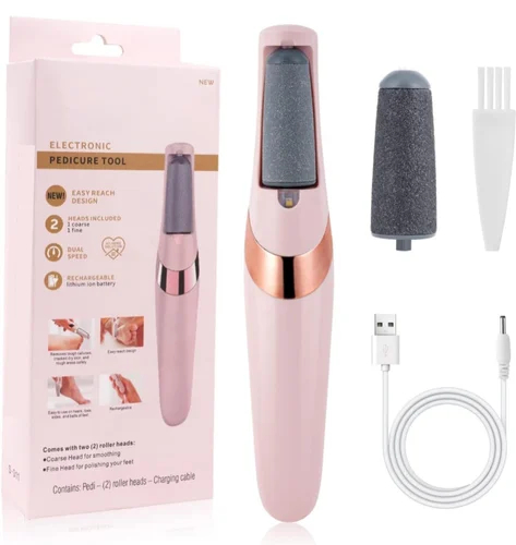 WEIMEI Electronic Pedicure Tool – Rechargeable Electric Foot File Callus Remover with Dual Speed & 2 Roller Heads