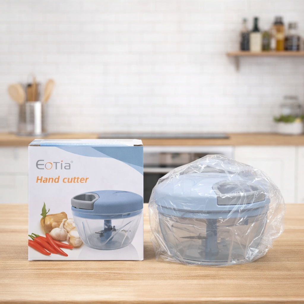 Eotia 3-Blade Manual Food Chopper – High-Speed Compact Vegetable & Fruit Cutter