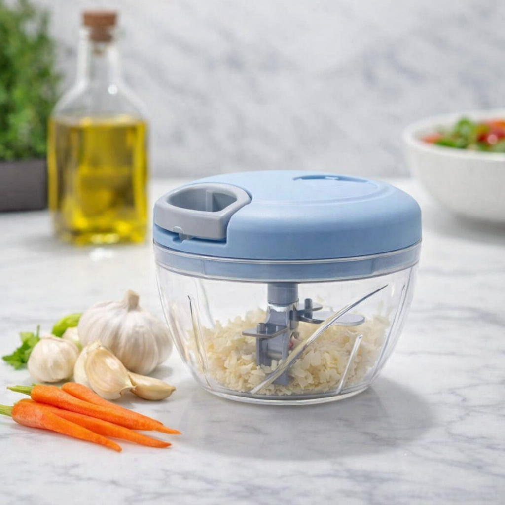 Eotia 3-Blade Manual Food Chopper – High-Speed Compact Vegetable & Fruit Cutter