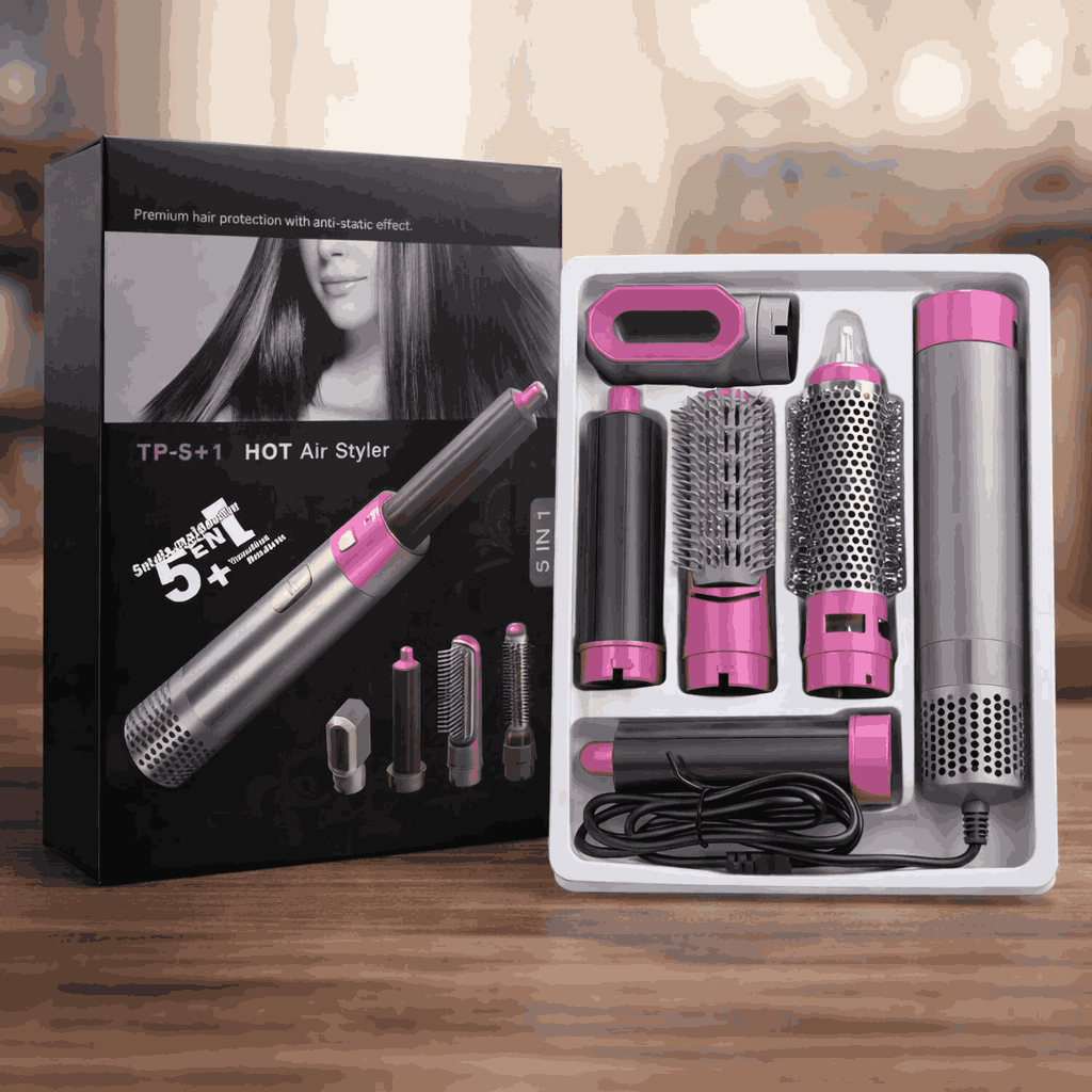 5-in-1 Professional Hot Air Styler & Hair Dryer Set – Curler, Straightener & Volumizer
