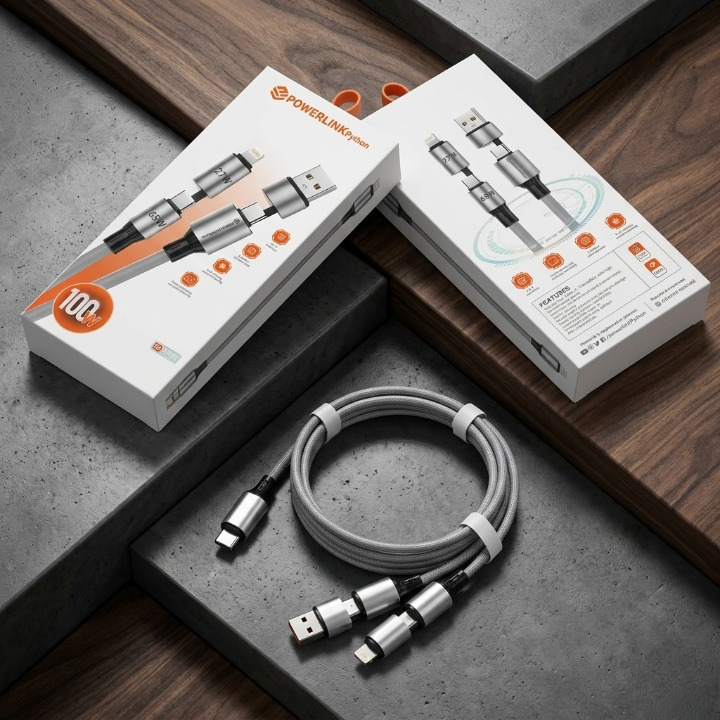 PowerLink Python 4-in-1 Fast Charging Cable – 100W Super Fast Charging & Data Sync Cable - Image 4