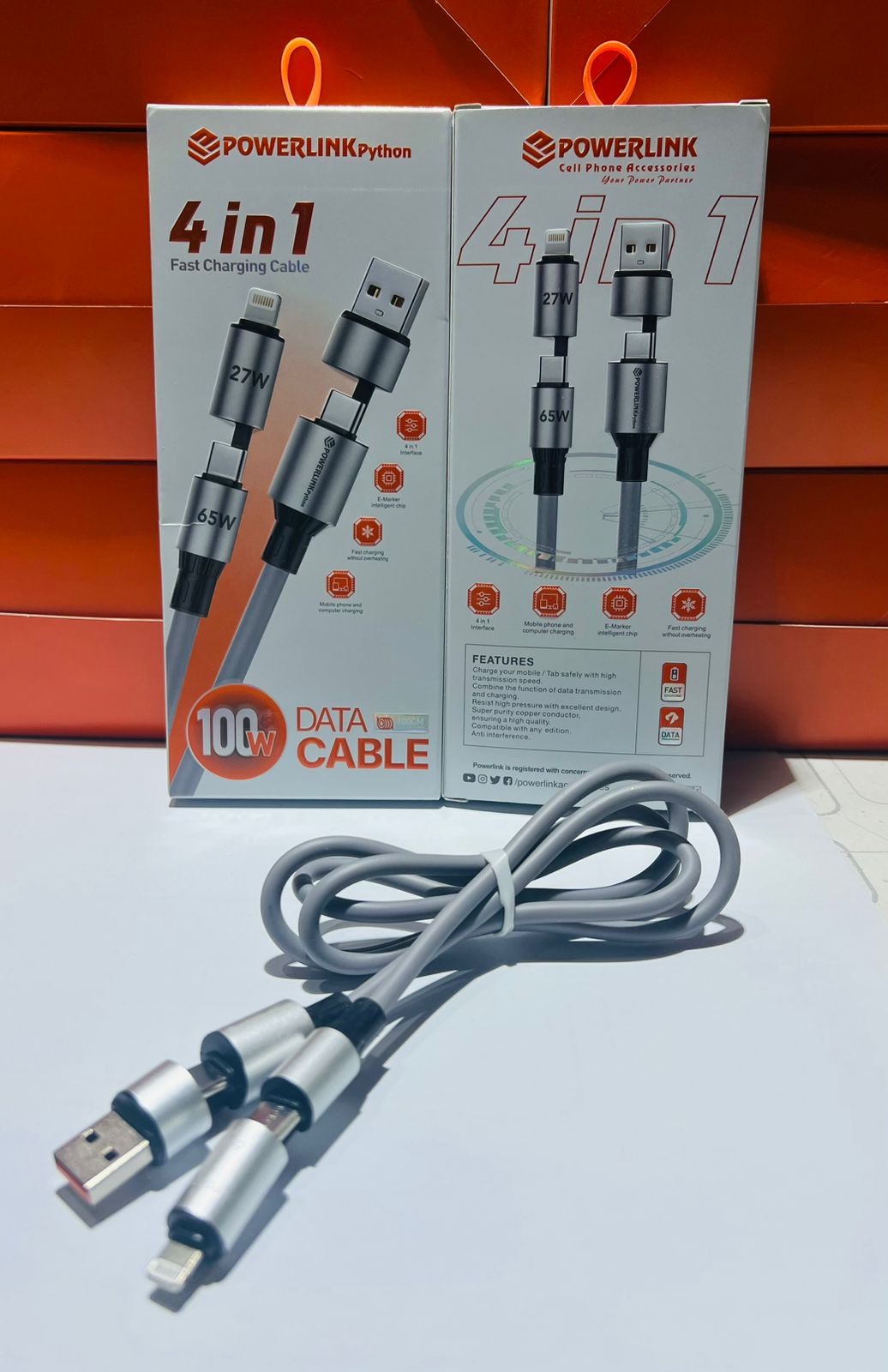 PowerLink Python 4-in-1 Fast Charging Cable – 100W Super Fast Charging & Data Sync Cable - Image 3