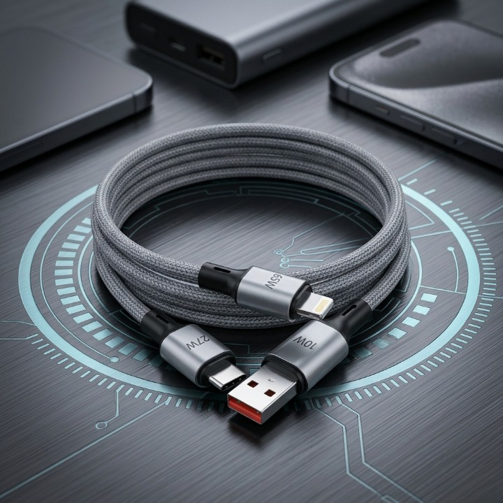 PowerLink Python 4-in-1 Fast Charging Cable – 100W Super Fast Charging & Data Sync Cable