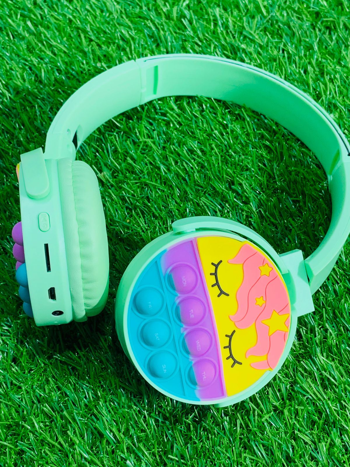 Cute Pop It Wireless Bluetooth Headphones Foldable Headset With Memory Card Support Wired And Wireless Modes Durable Quality Comfortable Use - Without Box(Random Color) - Image 2