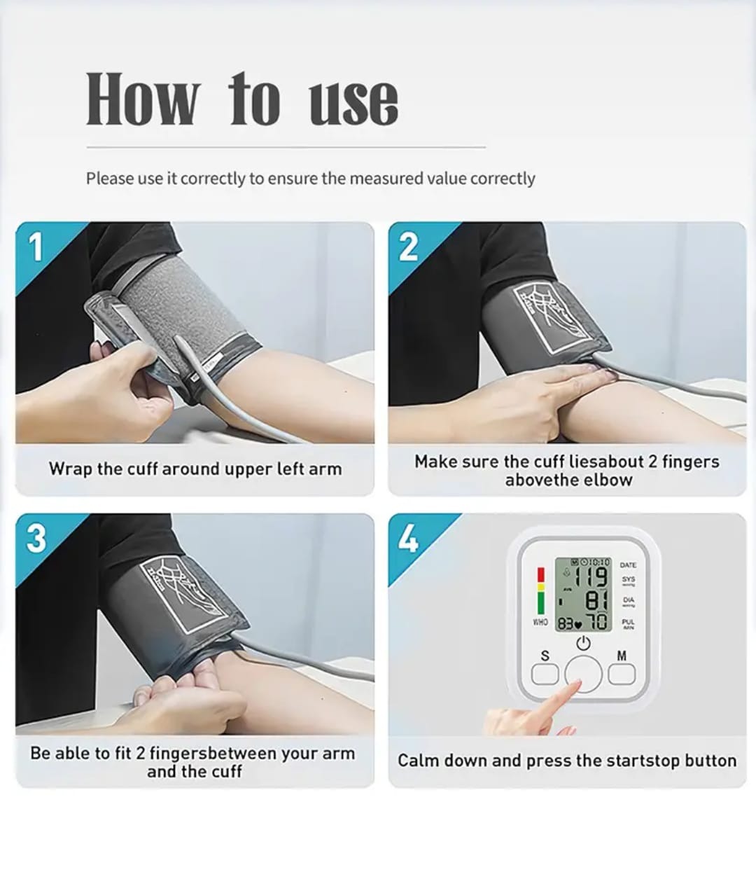 Digital Blood Pressure Monitor – Fully Automatic Upper Arm BP Machine with Heart Rate Detection, Accurate Readings, Easy-to-Use Home Health Device (Without Cell) - Image 2