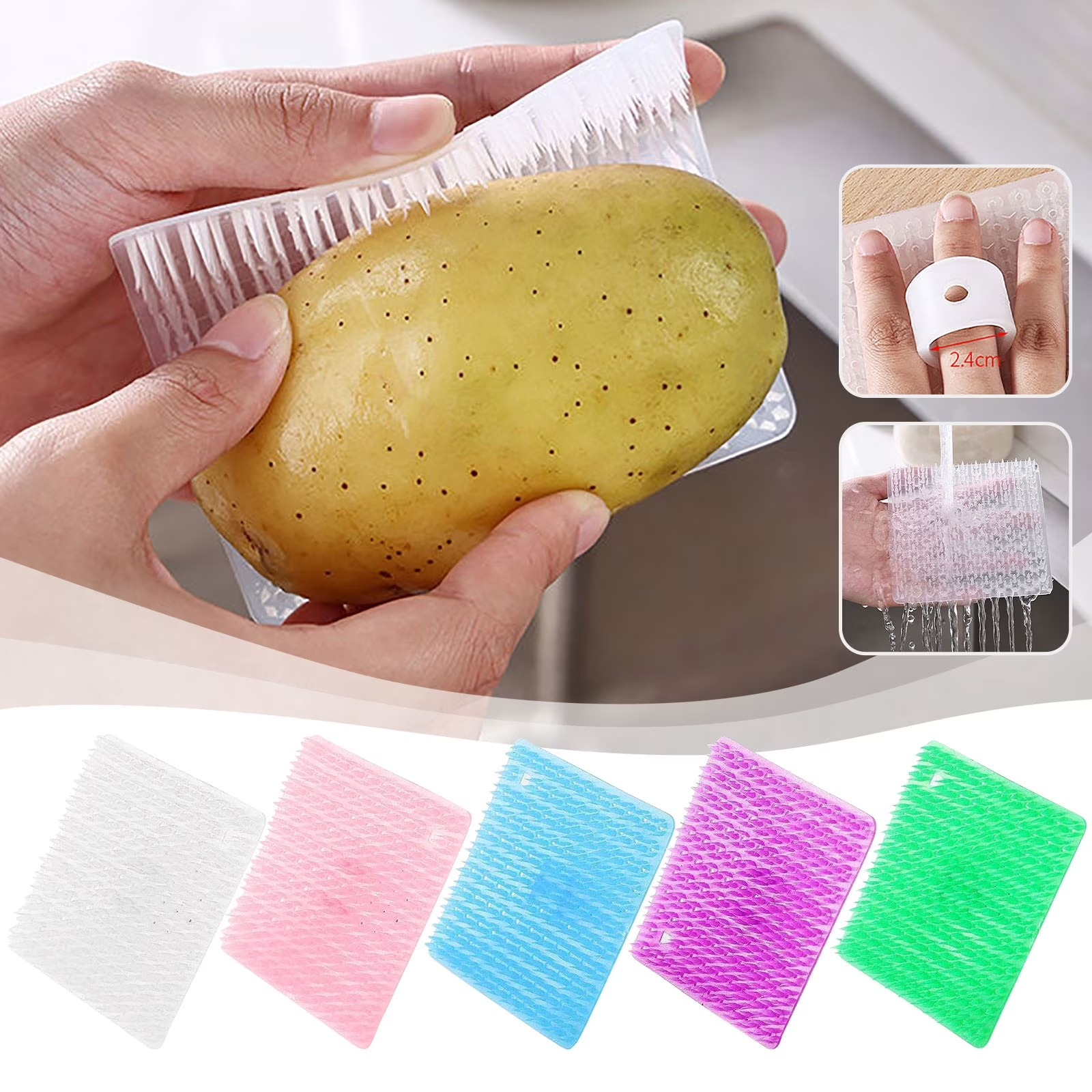 Silicone Fruit & Vegetable Cleaning Brush with Handle - Pack of 12 - Image 7