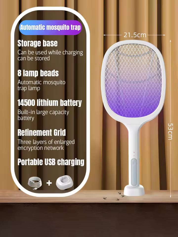 2 In 1 Electric Mosquito Killer UV Light LED Lamp Rechargeable Mosquito Trap Racket Anti Insect Bug Zapper - Image 5