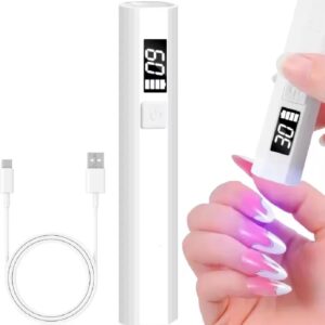 UV Light for Gel Nails – Handheld Mini Flash Cure Lamp | Portable Lumière Nail Dryer | Rechargeable USB LED/UV Nail Light with LCD Display & 2 Timers | Fast Drying Gel Polish & Nail Glue | Home & Salon Use