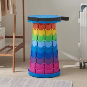 Portable Telescopic Stool Lightweight Collapsible Folding Seat For Camping Fishing Hiking And Outdoor Activities With Adjustable Height (Random Color)