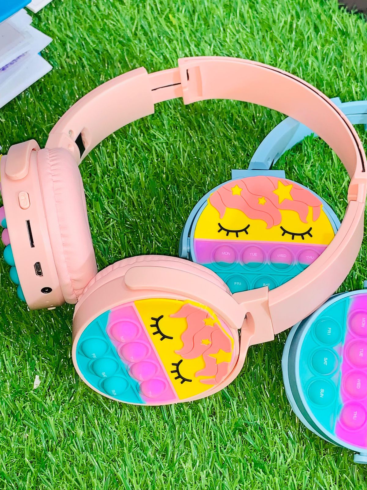 Cute Pop It Wireless Bluetooth Headphones Foldable Headset With Memory Card Support Wired And Wireless Modes Durable Quality Comfortable Use - Without Box(Random Color) - Image 3