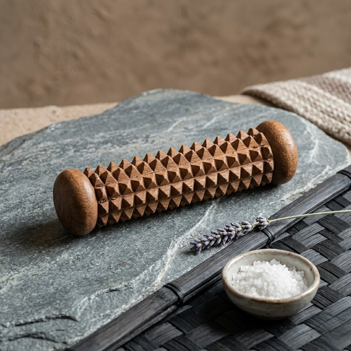 Handcrafted Wooden Palm Massager – Reflexology & Acupressure Hand Roller - Image 2