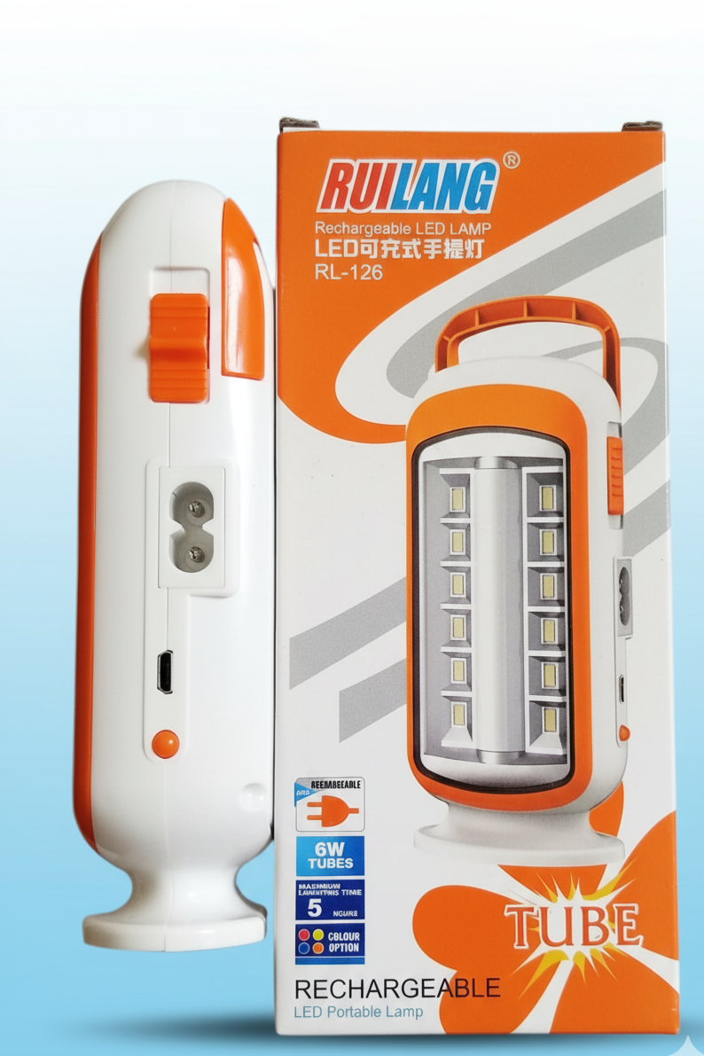 Ruilang RL-130 Rechargeable Portable LED Emergency Light – Super Bright Tube Lamp, Built-in 1200mAh Battery, 2–5 Hrs Runtime, Long Lifespan SMD LED - Image 3