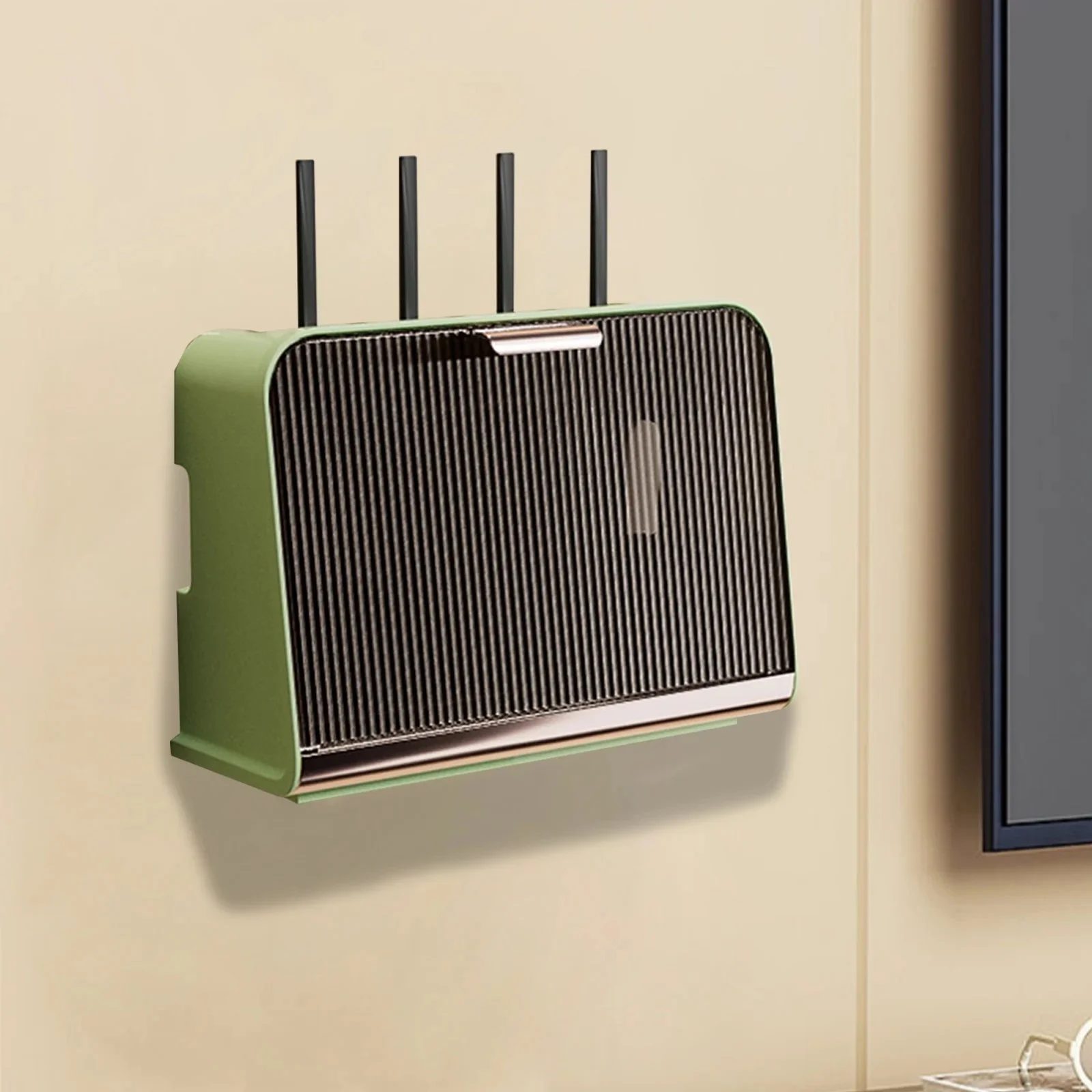 Wall Hanging Wireless WIFI Router Shelf Storage Box Wire Cable Storage Bag Power Cable Organizer Bracket Plug Board Storage Box - Image 4