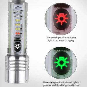 520A Multifunctional Zoom Flashlight | Rechargeable Torch with White, Red, Blue & UV LED + White Laser