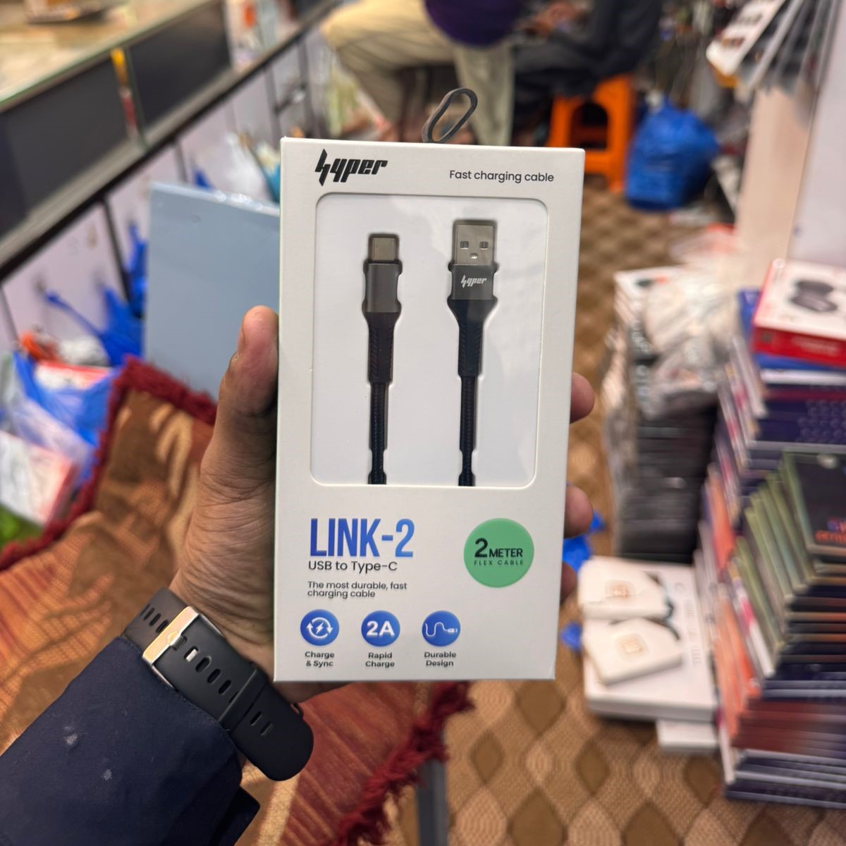 Yolo Hyper LINK-2 USB to Type C Charging Cable (Y-084) – Durable Nylon Braided, 2m, Fast 2A Charging & Data Transfer - Image 3