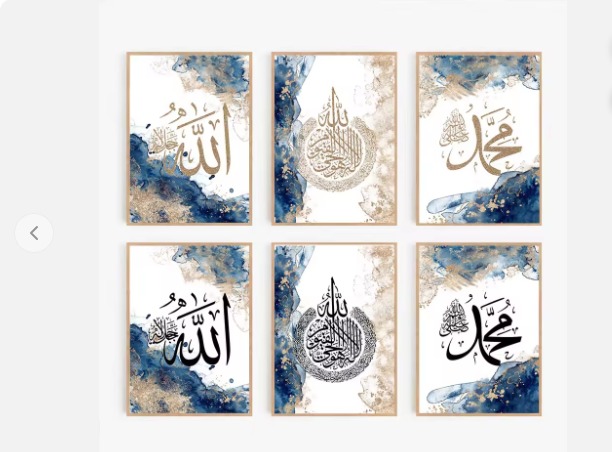 set of 6 sticky canvas frames for wall decore / sticky phototiles for office and home workplace