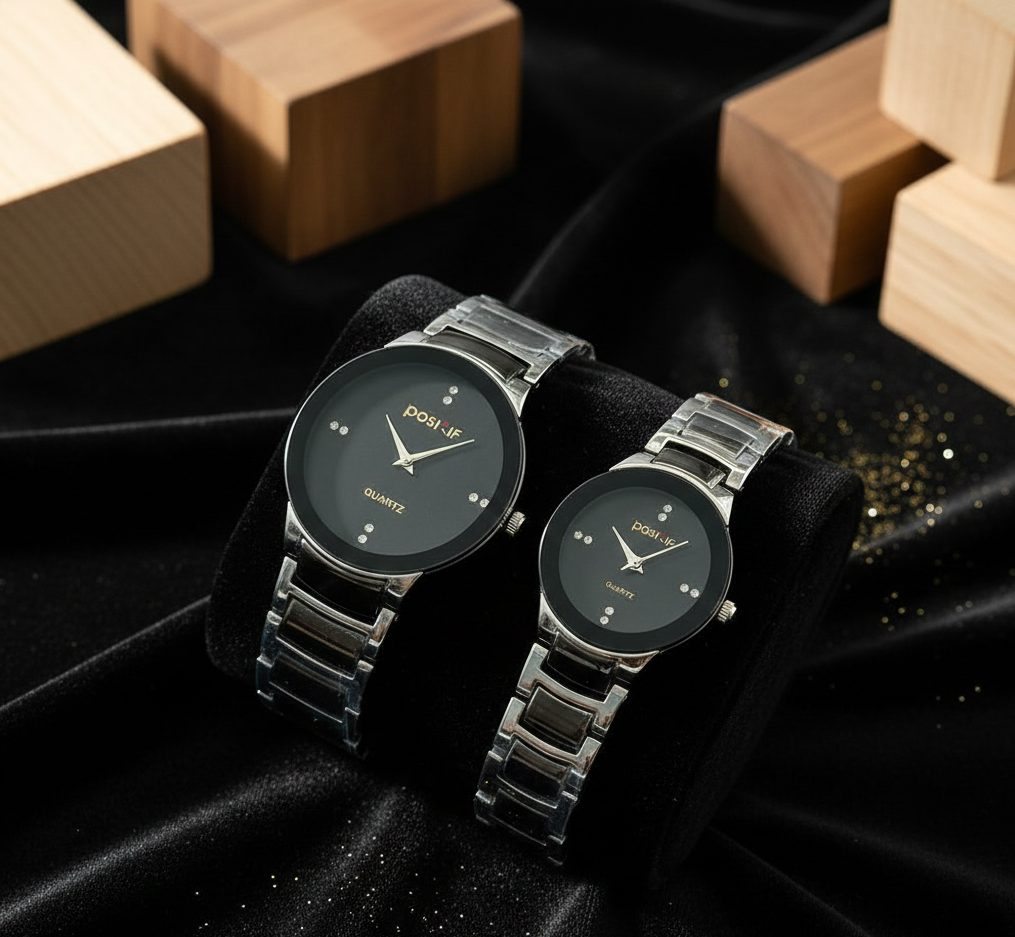 POSITIF Couple Watch – Elegant Matching His & Her Timepieces | Stylish Pair Gift For Lovers, Anniversary & Special Occasions (random colour) - Image 3