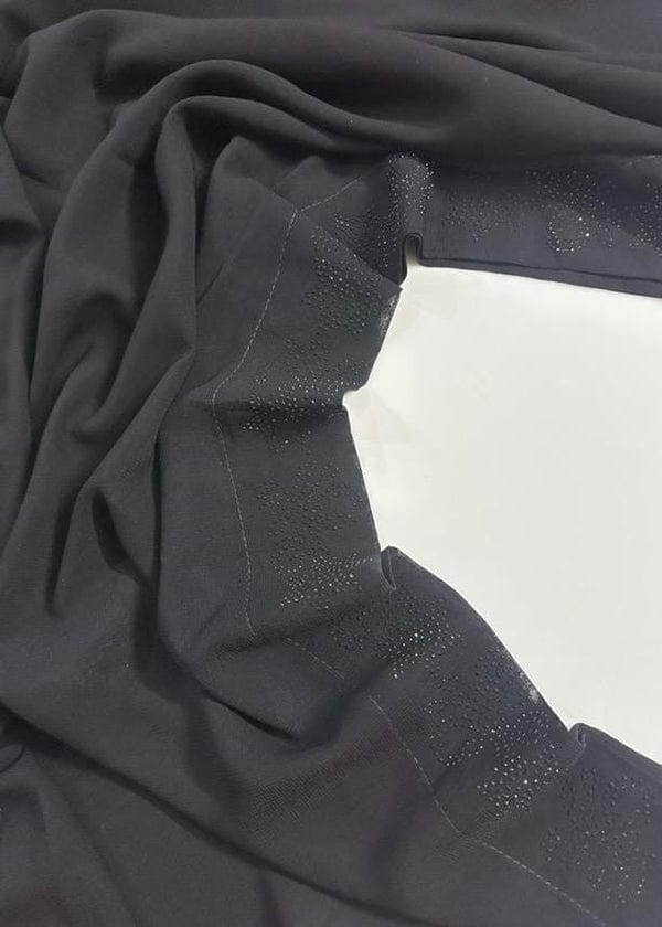 Premium Black Chiffon Dupatta with One Side Stone Work – Elegant Formal Wear for Women – Soft & Lightweight Fabric - Image 3